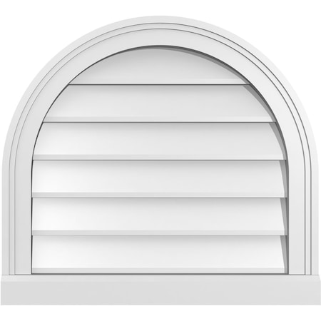 Ekena Millwork Round Top Surface Mount PVC Gable Vent w/ 2"W x 2"P Brickmould Sill Frame, 22"W x 20"H GVPRT22X2003SN
